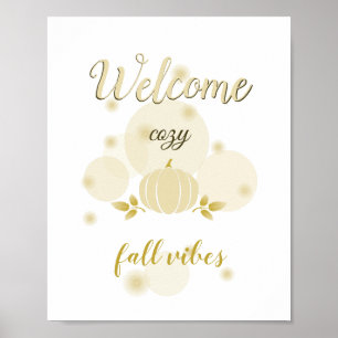 whimsical fall vibes neutral pumpkin poster