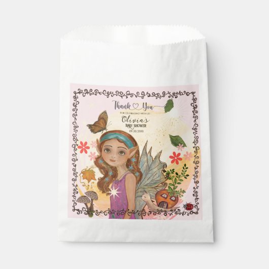 Whimsical Fall Woodland Fee Baby Dusche Geschenktütchen (Vorderseite)