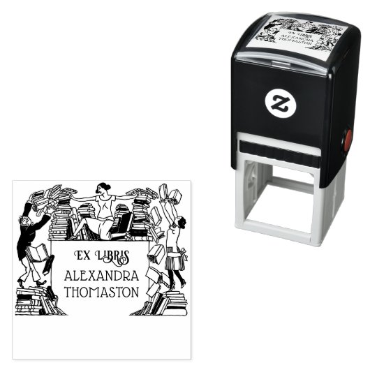Whimsical Fallbooks Ex Libris Library Name Permastempel (Beispiel)