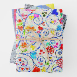 ​Whimsical Family Art Wrapping Paper Set  Geschenkpapier Set
