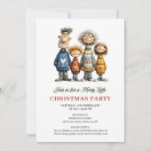 Whimsical Family Cartoon Modern Christmas Card Einladung (Vorderseite)
