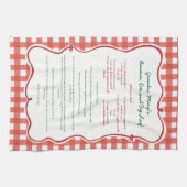 Whimsical Family Recipe Red Gingham Geschirrtuch (Horizontal)