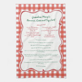 Whimsical Family Recipe Red Gingham Geschirrtuch (Vertikal)