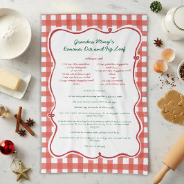 Whimsical Family Recipe Red Gingham  Geschirrtuch
