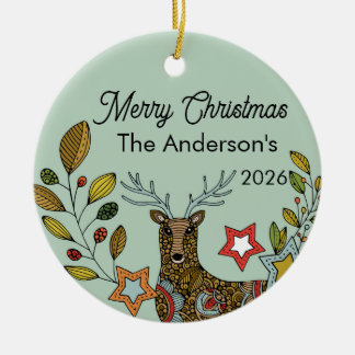 Whimsical Family Weihnachten | Hirsche & Sterne Keramik Ornament