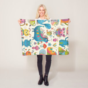 Whimsical Fantastische Kreaturen Fleecedecke
