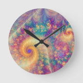 Whimsical Fantasy Abstract Fractal Vortex Art Runde Wanduhr (Vorderseite)