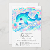 Whimsical Fantasy Dolphin Baby Dusche Einladung (Vorne/Hinten)