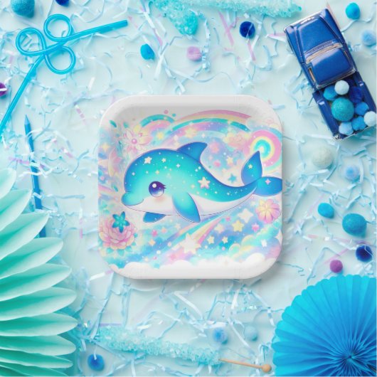 Whimsical Fantasy Dolphin Baby Dusche Pappteller (Party)