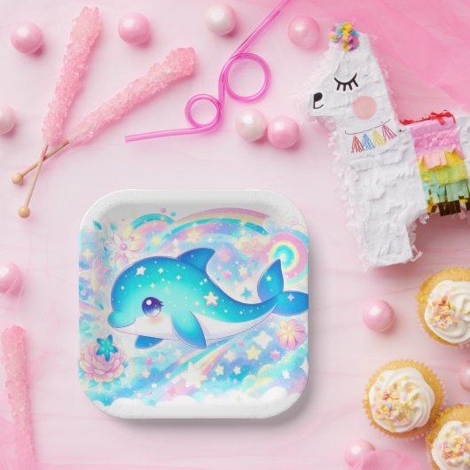 Whimsical Fantasy Dolphin Baby Dusche Pappteller (Party)