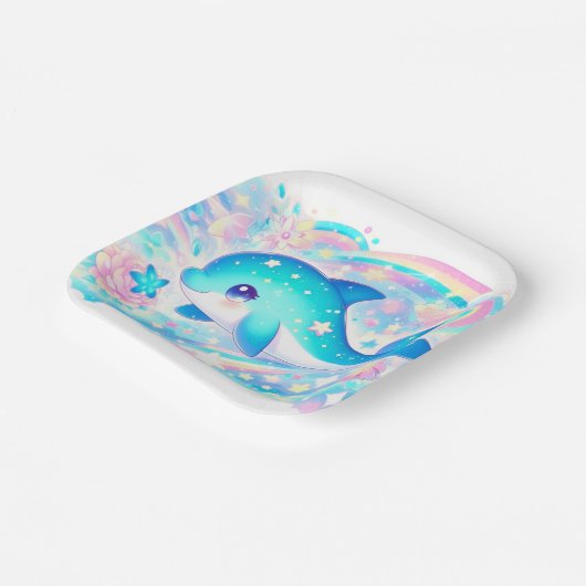 Whimsical Fantasy Dolphin Baby Dusche Pappteller (Gewinkelt)