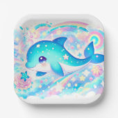 Whimsical Fantasy Dolphin Baby Dusche Pappteller (Vorderseite)