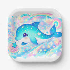 Whimsical Fantasy Dolphin Baby Dusche Pappteller