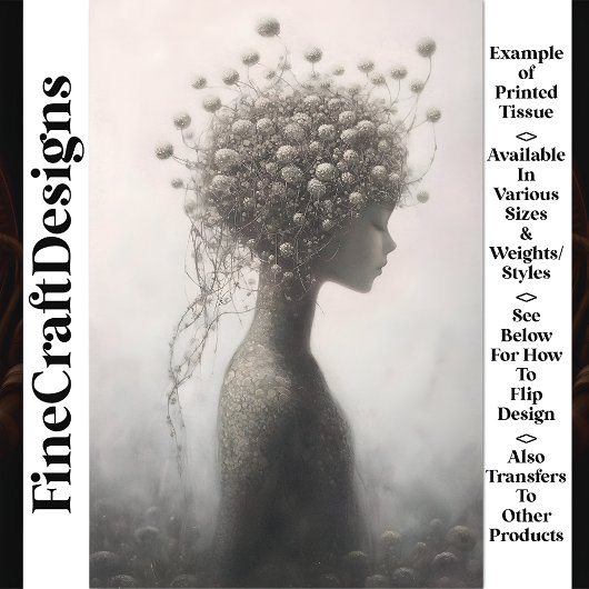 Whimsical Fantasy Floral Girl V3 Decoupage Seidenpapier