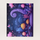 Whimsical Fantasy Forest mit leuchtend rosa Bäume Puzzle (Vertikal)