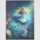 Whimsical Fantasy Girl Falling Through Time Seidenpapier (Vorderseite)