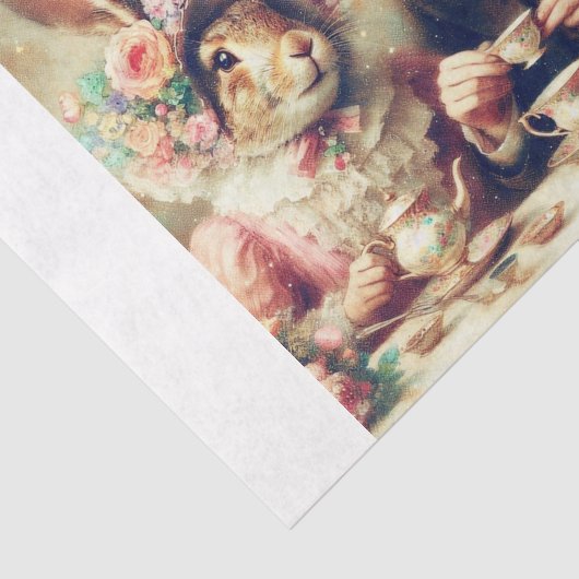 Whimsical Fantasy Mad Hatter Rabbit Tea Decoupage Seidenpapier (Ausschnitt)