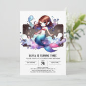 Whimsical Fantasy Mermaid Geburtstag Einladung (Stehend Vorderseite)