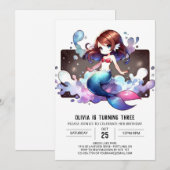 Whimsical Fantasy Mermaid Geburtstag Einladung (Vorne/Hinten)