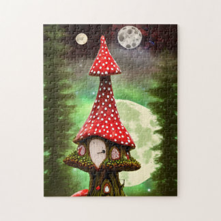 Whimsical Fantasy Mushroom House - Moon Puzzle