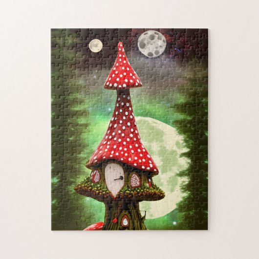Whimsical Fantasy Mushroom House - Moon Puzzle (Vertikal)