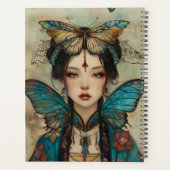 Whimsical Fantasy Portrait Lady mit Schmetterlinge Planer (Rückseite)