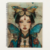 Whimsical Fantasy Portrait Lady mit Schmetterlinge Planer (Vorderseite)
