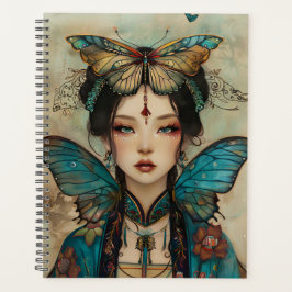 Whimsical Fantasy Portrait Lady mit Schmetterlinge Planer