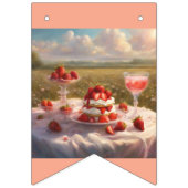 Whimsical fantasy Strawberry short cake birthday  Wimpelkette (Zweite Fahne)