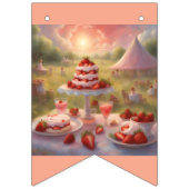 Whimsical fantasy Strawberry short cake birthday Wimpelkette (Erste Fahne)