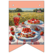 Whimsical fantasy Strawberry short cake birthday  Wimpelkette (Dritte Fahne)