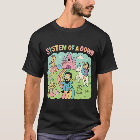 Whimsical Fantasy System Of A Down Cartoon T-Shirt (Vorderseite)