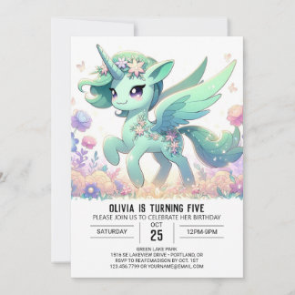 Whimsical Fantasy Unicorn Digital Geburtstag Einladung