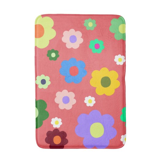 Whimsical farbenfroh floral Retro, fröhlich Badematte (Vorderseite Vertikal)