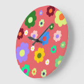 Whimsical farbenfroh florale Retro, fröhlich, prep Große Wanduhr (Winkel)