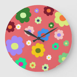Whimsical farbenfroh florale Retro, fröhlich, prep Große Wanduhr