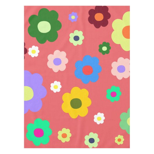 Whimsical farbenfroh florale Retro, fröhlich, prep Tischdecke (Vorderseite)