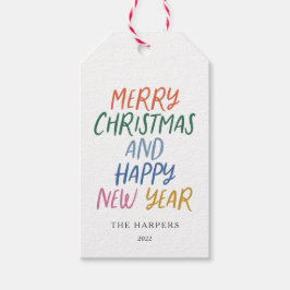 Whimsical farbenfroh frohe Weihnachten Glück Neues Geschenkanhänger