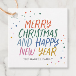 Whimsical farbenfroh frohe Weihnachten Glück Neues Geschenkanhänger