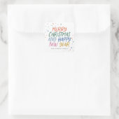 Whimsical farbenfroh frohe Weihnachten Glück Neues Quadratischer Aufkleber (Tasche)