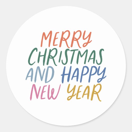 Whimsical farbenfroh frohe Weihnachten Glück Neues Runder Aufkleber (Vorderseite)