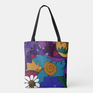Whimsical farbenfroh handGezeichnet Doodle-Muster Tasche