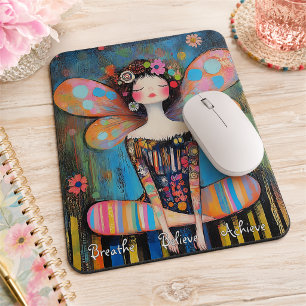 Whimsical farbenfrohe Fairy Doing Yoga Custom Mousepad
