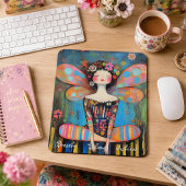 Whimsical farbenfrohe Fairy Doing Yoga Custom Mousepad