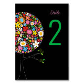 Whimsical farbenfrohe Frühlingsblumen Pop Bäume Bl Tischnummer (Rückseite)