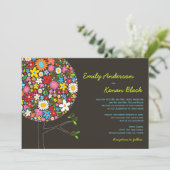 Whimsical farbenfrohe Frühlingsblumen Pop Tree Hoc Einladung (Stehend Vorderseite)