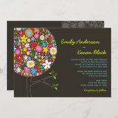 Whimsical farbenfrohe Frühlingsblumen Pop Tree Hoc Einladung (Vorne/Hinten)