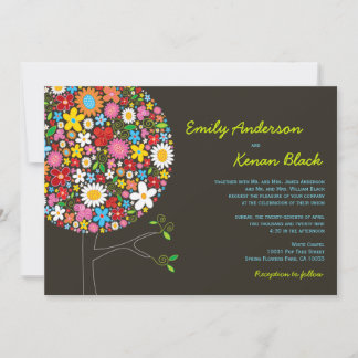 Whimsical farbenfrohe Frühlingsblumen Pop Tree Hoc Einladung