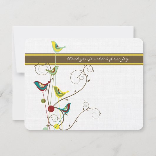 Whimsical farbenfrohe Sommervögel & Wirbel Hochzei Dankeskarte (Rückseite)