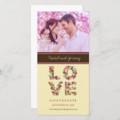 Whimsical farbige LIEBE Frühlingsblumen Blühen Fot Save The Date (Vorne/Hinten)